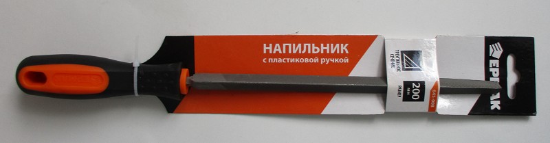 напильник Ермак с пласт.ручкой трехгр 200мм №2/Г-Ц/72x12