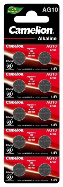 батарейка AG10 Camelion (LR1130) BL10 (круглая)/китай/10