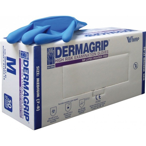 перчатки резиновые (латексные)DERMAGRIP HIGH RISK M/ДэрГр/250x25