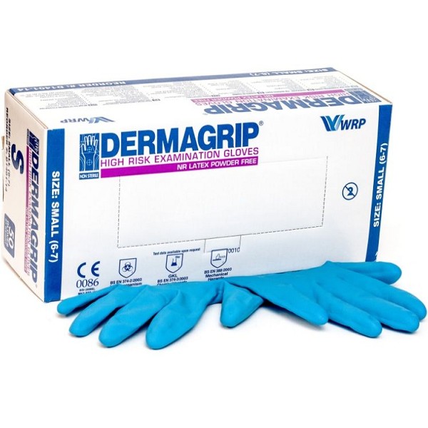 перчатки резиновые (латексные)DERMAGRIP HIGH RISK S/ДэрГр/250x25