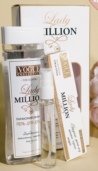 п.набор жен Lady million, Vogue Collection (парфюм/вода-ручка+гель д/душа 250мл)/АромаГр/10