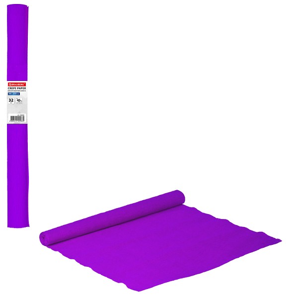 бумага подел.креп (гофрир.)50*250 Фиолетовая плотная в рулоне.растяж.45% Brauberg/СМН/10