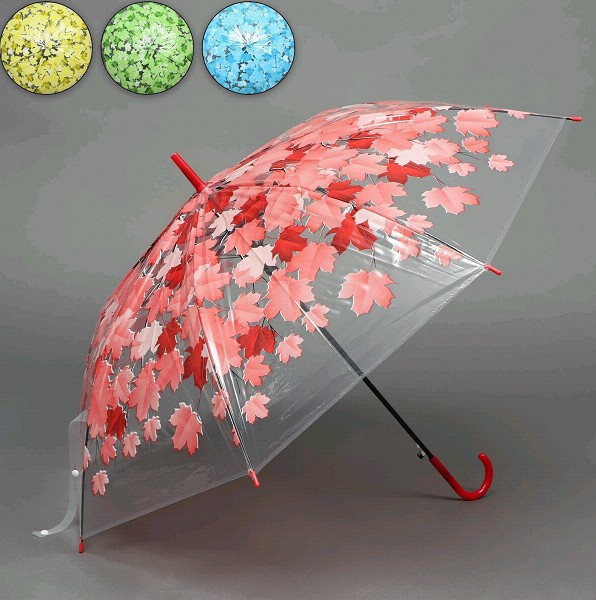 зонт -трость женский (полуавт) R-48 8спиц Листопад микс/С-Л