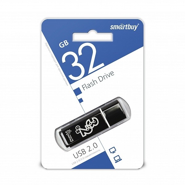 карта памяти Smart Buy USB Flash 32Gb Glossy Black черная (флэшка)/SmB