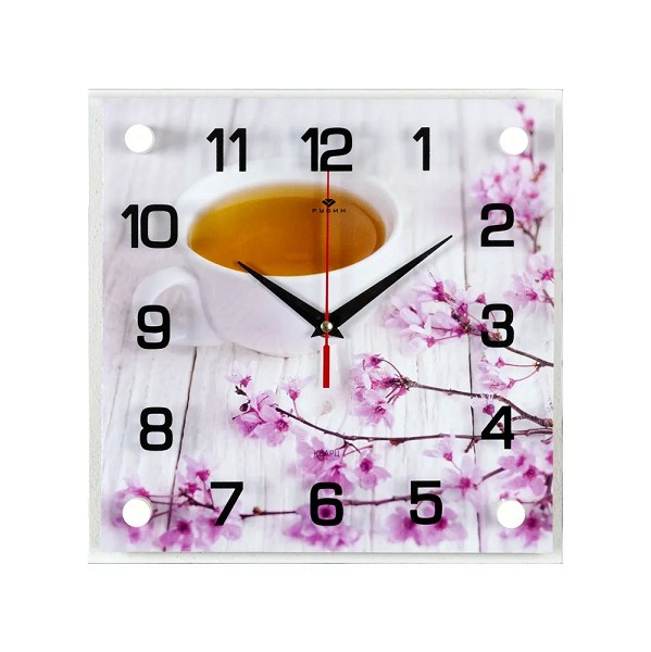 часы настен 25*25см кухня Чай и сакура 2525-101/21 век