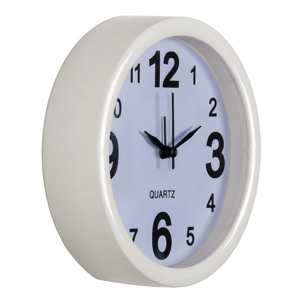 часы будильник Классика кварц d-15см, белый, круглый/Руб