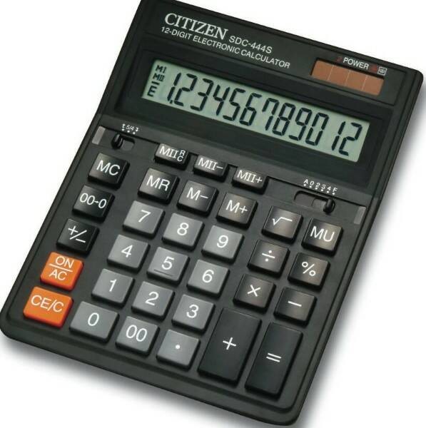 калькулятор 12 разр CITIZEN SDC-444S, настольный (199х153 мм) 250221/СМН