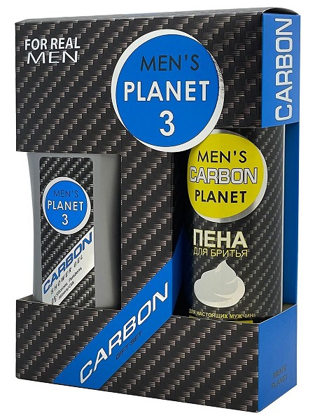 п.набор муж. Men's Planet CARBON 3 (гель д/душа 250мл+пена д/бритья 200мл)/Фестива/7