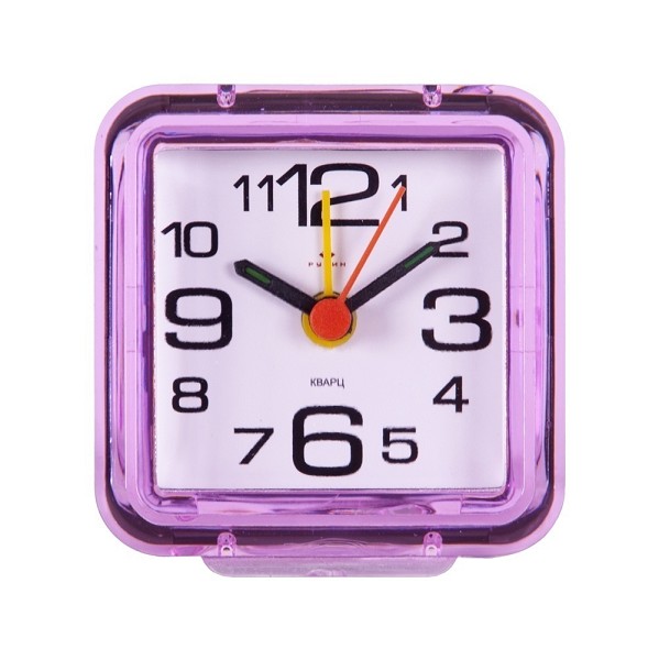 часы будильник Классика кварц 7*7см розовый корпус/Руб