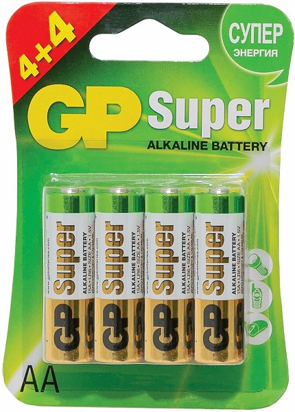батарейка LR06 GP Super Alkaline (BL-8) (пальчик)/китай/64x8