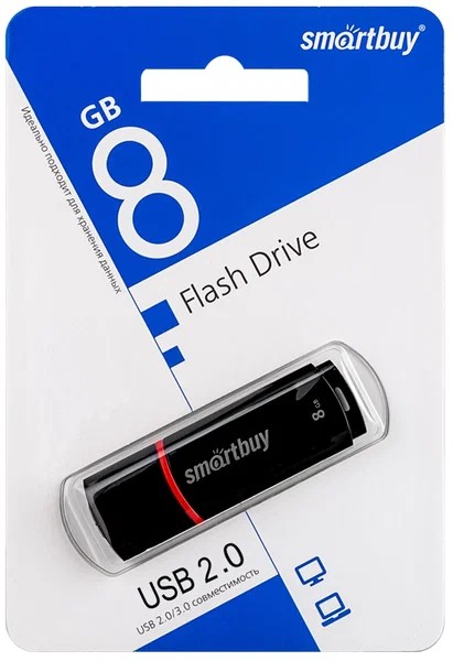 карта памяти Smart Buy USB Flash 8Gb Crown черная (флэшка)/SmB