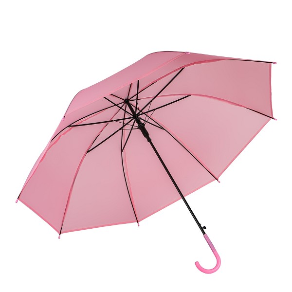 зонт -трость (полуавт) R-46см, 8 шпиц, Однотонный , розовый/С-Л