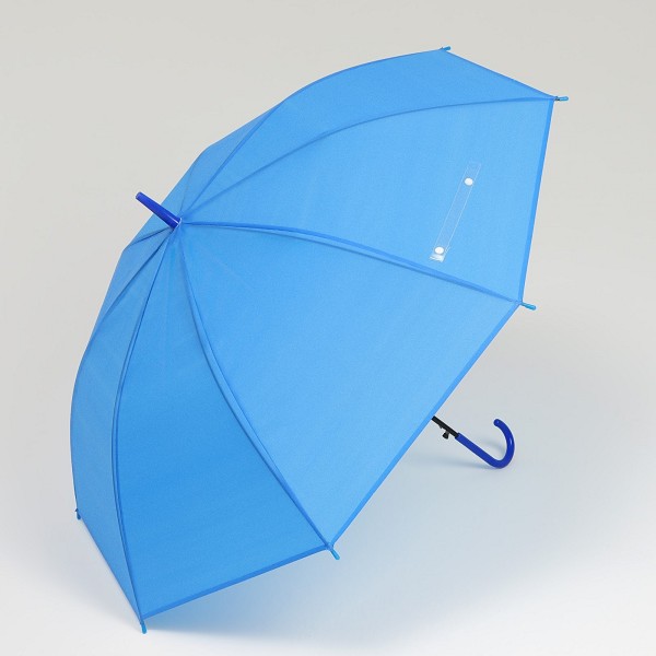 зонт -трость (полуавт) R-46см, 8 шпиц, Однотонный , синий/С-Л